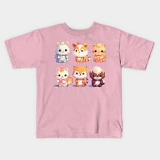 Sześć Uroczych Zwierząt w Stylu Kawaii Kids T-Shirt